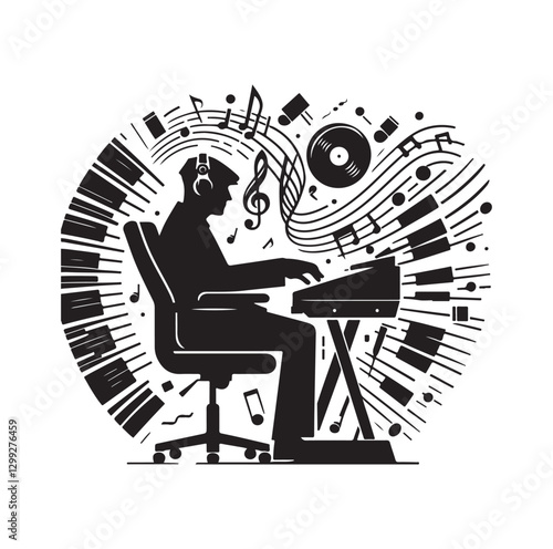 Music Director silhouette vector illustration