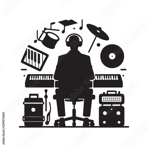 Music Director silhouette vector illustration