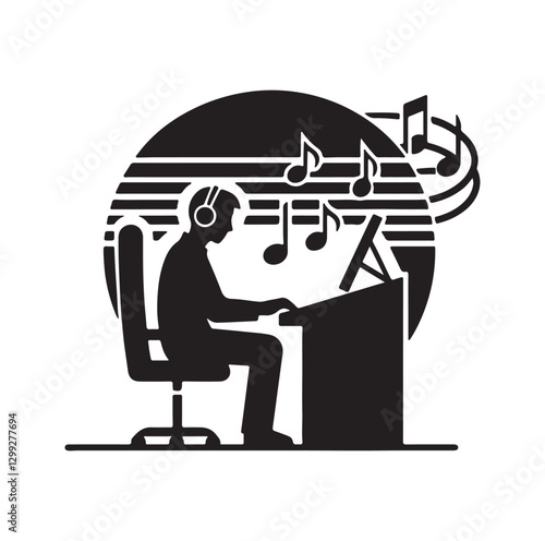 Music Director silhouette vector illustration