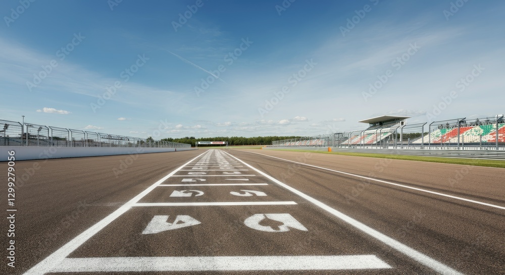 Fototapeta premium Racing track starting line under clear sky, no people