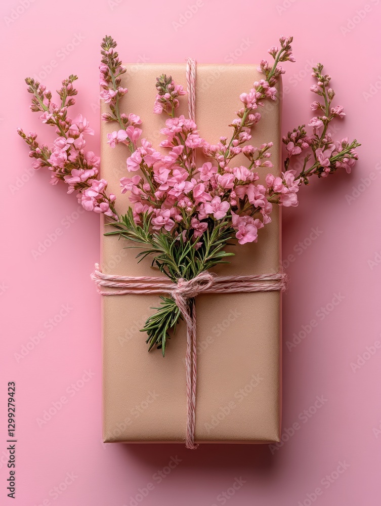 Obraz premium mages of wrapped Mother's Day gifts decorated with elegant floral decorations, soft pastel ribbons and delicate flowers