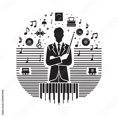 Music Director silhouette vector illustration

