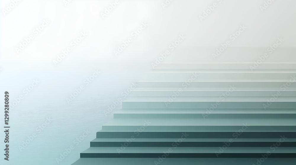 Fototapeta premium Abstract staircase ascending into white space symbolizing progress and hope