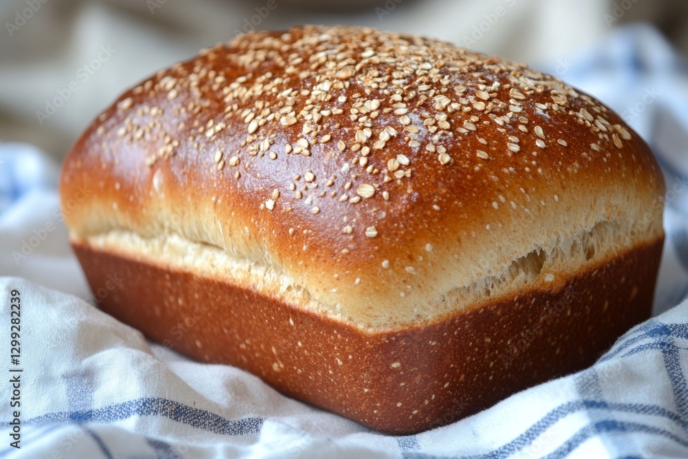 Freshly baked whole wheat bread with sesame seeds on white cloth Freshly baked whole wheat bread with sesame seeds on white cloth
