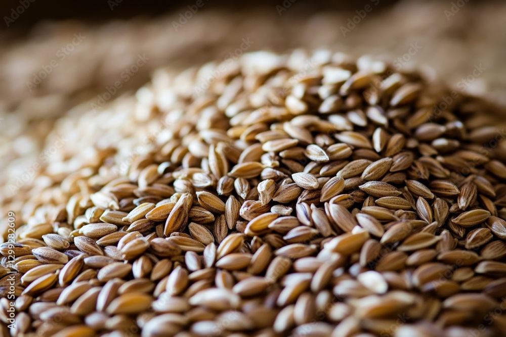Obraz premium Close-up of organic barley grains piled together