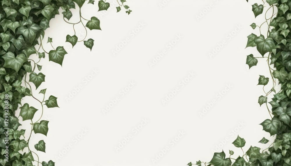 Realistic Hanging Ivy on Cream Background Realistic Hanging Ivy on Cream Background