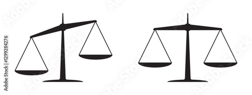Flat style scale icon. Justice scale icon or weight estimation symbol. Icon for apps and websites. EPS 10. Vector illustrations