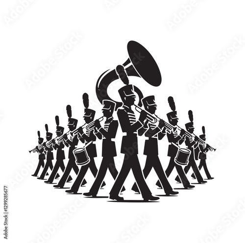 Marching Band silhouette vector illustration