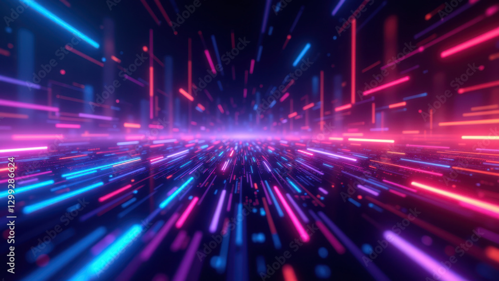 Ethereal cloud infrastructure with neon digital tunnels. Ethereal cloud infrastructure with neon digital tunnels.