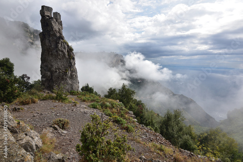 Path of the Gods or Sentiero Degli Dei over the clouds, Agerola, Kampania, Neapol, Italy photo