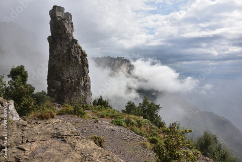 Path of the Gods or Sentiero Degli Dei over the clouds, Agerola, Kampania, Neapol, Italy photo