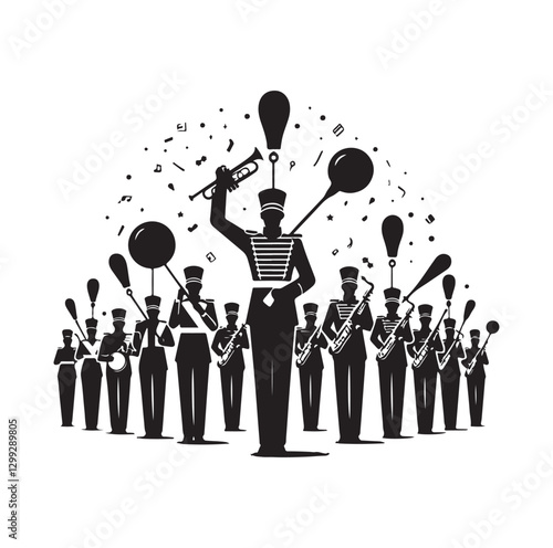 Marching Band silhouette vector illustration