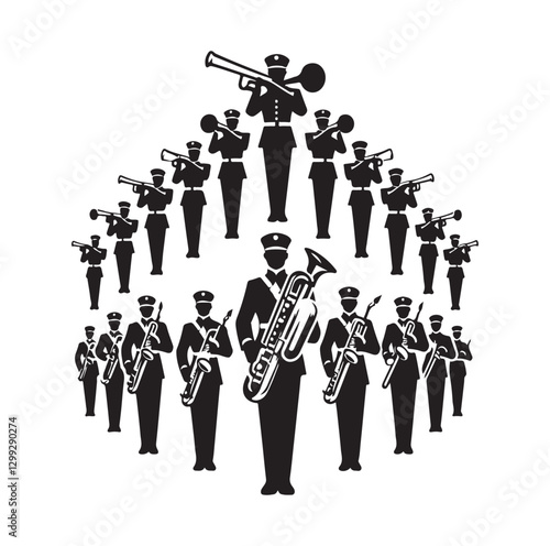 Marching Band silhouette vector illustration