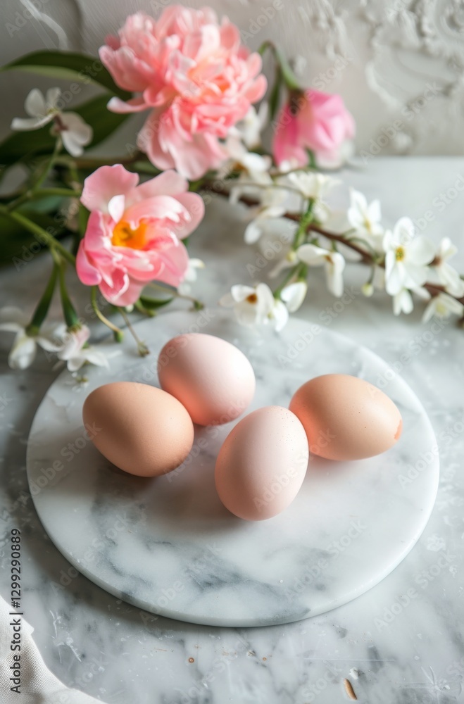 Minimalistic easter still life concept on beige background Minimalistic easter still life concept on beige background