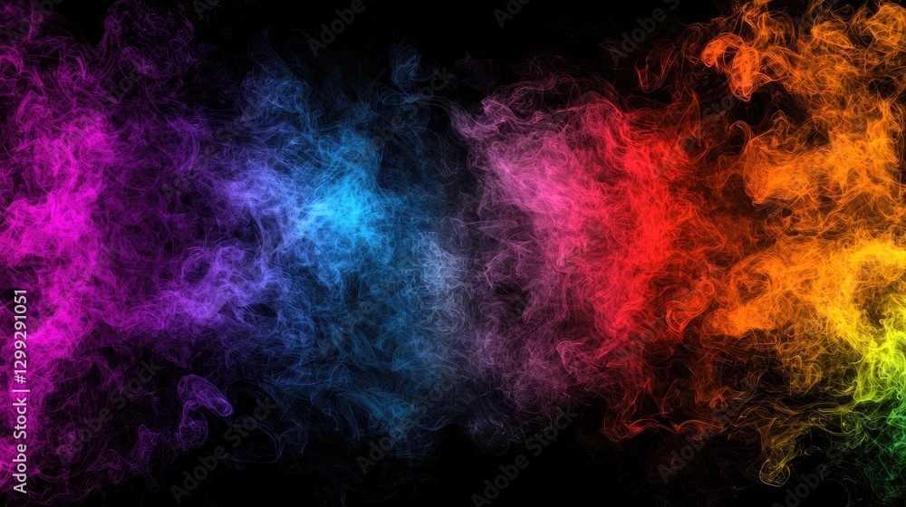 Colorful smoke swirls on black background; design element (1) Colorful smoke swirls on black background; design element (1)