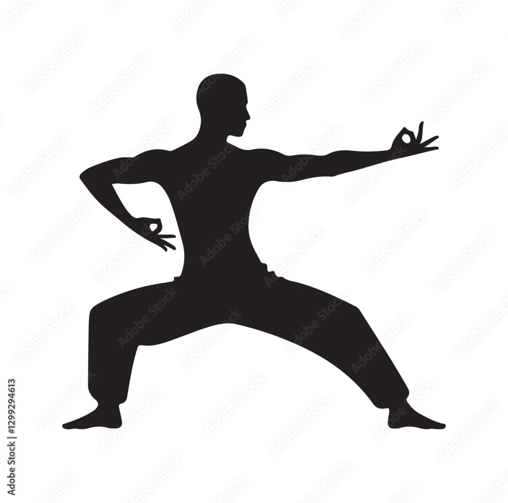 Tai Chi pose silhouette vector illustration Tai Chi pose silhouette vector illustration
