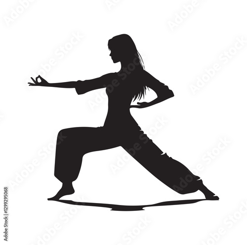 Tai Chi pose silhouette vector illustration