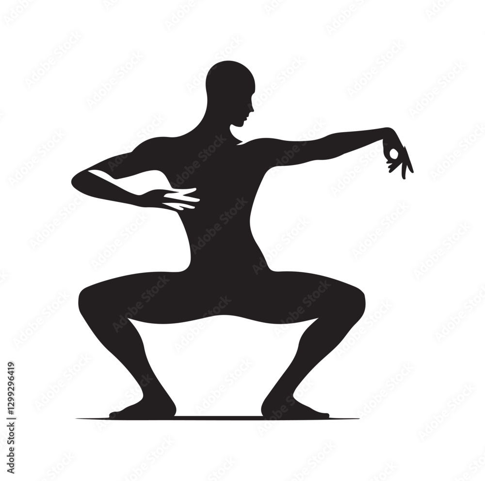 Tai Chi pose silhouette vector illustration Tai Chi pose silhouette vector illustration