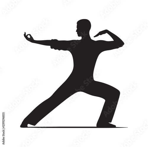 Tai Chi pose silhouette vector illustration