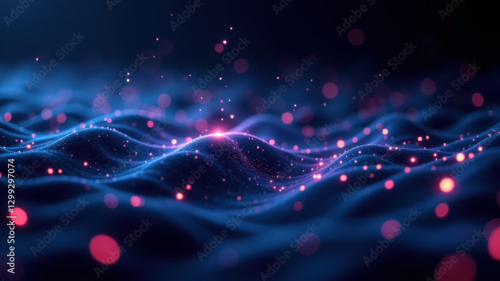 Fototapeta premium Vibrant abstract background with digital waves for ci/cd, Docker, Kubernetes, DevOps themes.