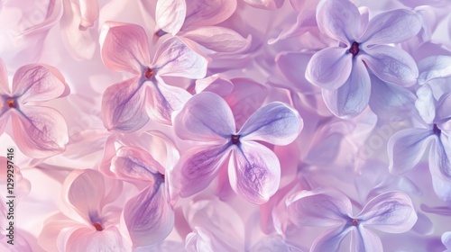 Pale pink and purple translucent shimmer background with a lilac flowers pattern.