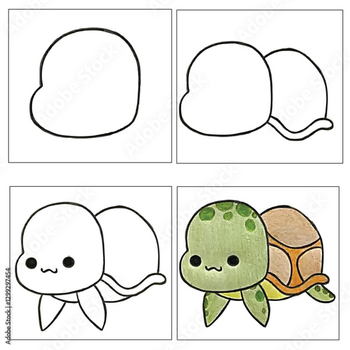 Coloring book for kids,Step by step repeats the picture. Drawing lesson for children. How to draw .Animal Coloring page.