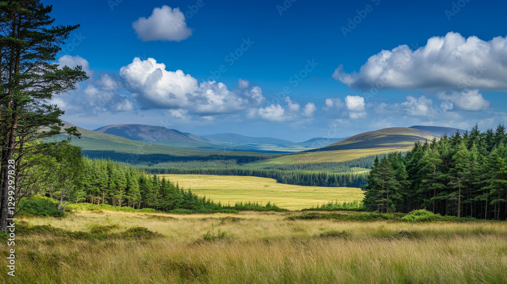 Naklejka premium Breathtaking landscape view of rolling hills in a lush green forest nature photography tranquil environment daylight vast scenery