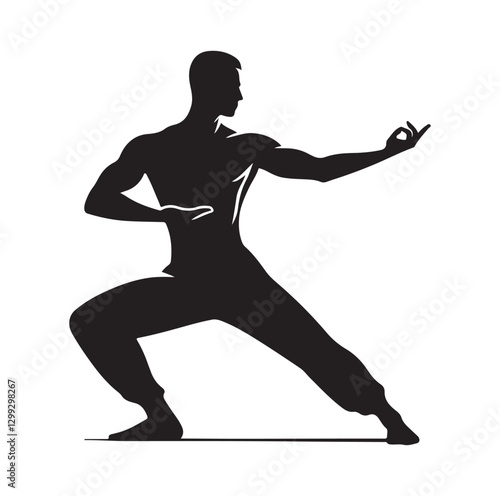 Tai Chi pose silhouette vector illustration