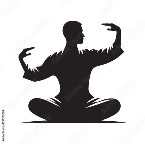 Tai Chi pose silhouette vector illustration
