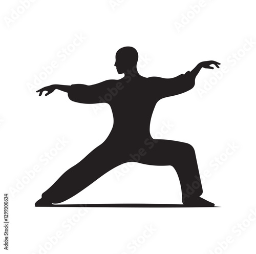 Tai Chi pose silhouette vector illustration