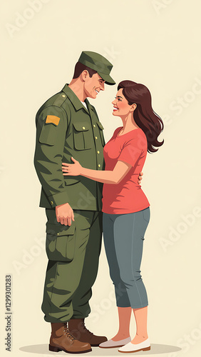 A serviceman reunites with his family after a long deployment period at home.