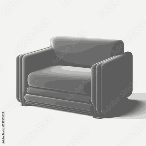 Contemporary gray armchair design with modern curves on a light background 