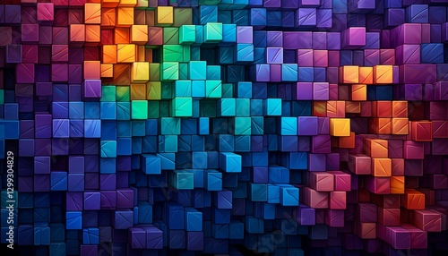 Fototapeta Naklejka Na Ścianę i Meble -  Colorful cube mosaic abstract geometric background.