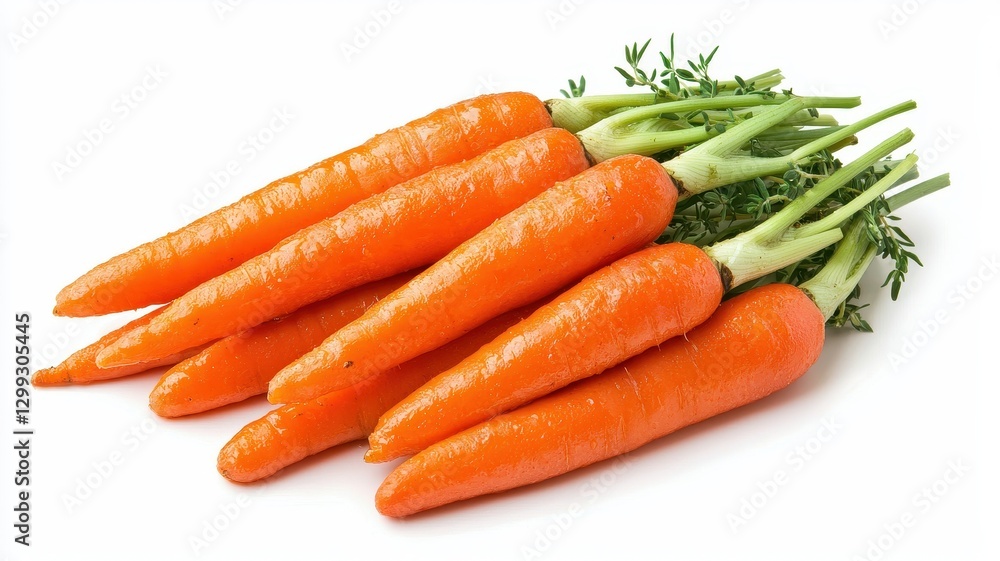 International carrot day with vegetable and harvest idea. Fresh, vibrant carrots arranged with green tops on white background. International carrot day with vegetable and harvest idea. Fresh, vibrant carrots arranged with green tops on white background.