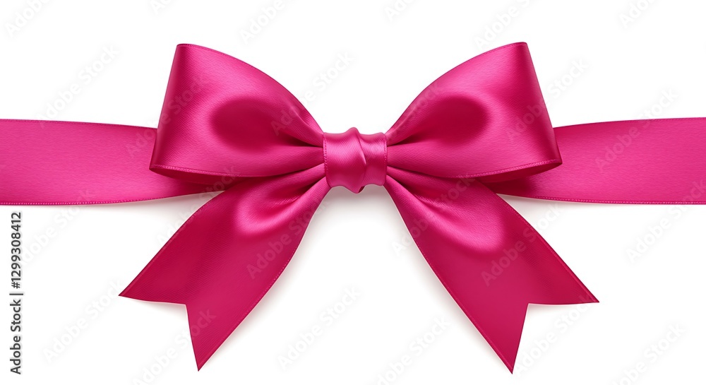 Pink Ribbon Bow Gift Wrapping Decoration Isolated Pink Ribbon Bow Gift Wrapping Decoration Isolated