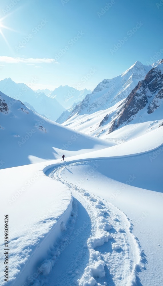 Obraz premium Undulating snowdrifts, bright sunlight, no shadows, peaceful, outdoor, clean