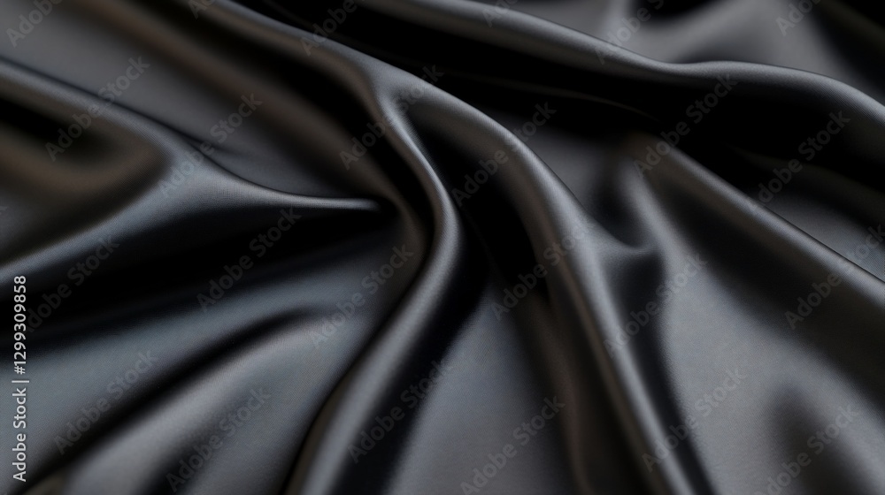 Luxurious black silk fabric with elegant folds and soft draping. Luxurious black silk fabric with elegant folds and soft draping.