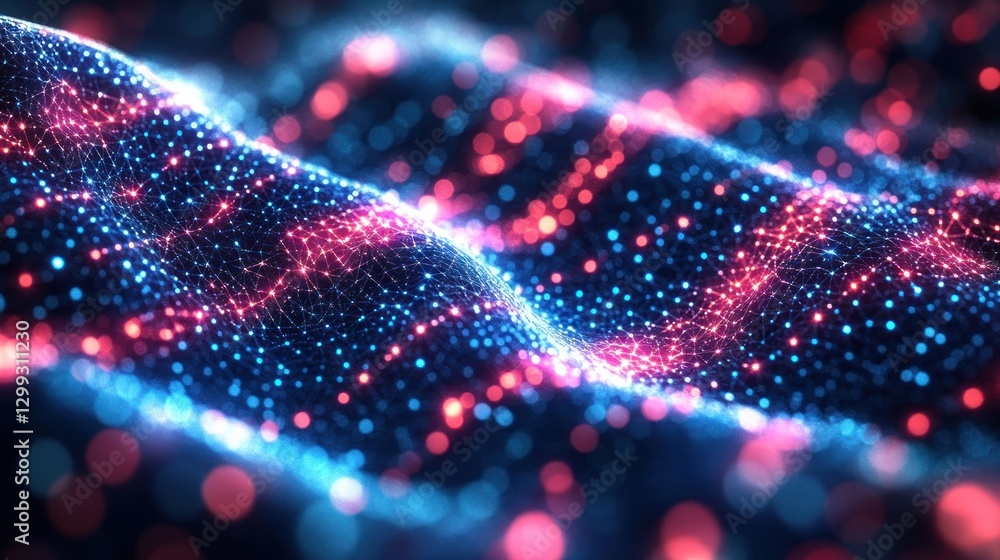 Abstract glowing digital waves in dark space Abstract glowing digital waves in dark space