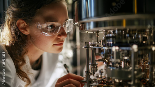 Innovative scientific research laboratory image professional environment close-up view quantum mechanics exploration