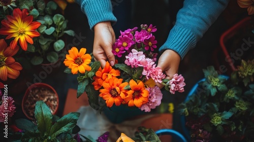 Wallpaper Mural Vibrant Bouquet: A Gardener's Delicate Touch Torontodigital.ca