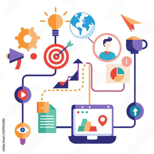 A visual representation shows the steps involved in a campaign flow, highlighting the transition from strategic planning to achieving measurable outcomes effectively