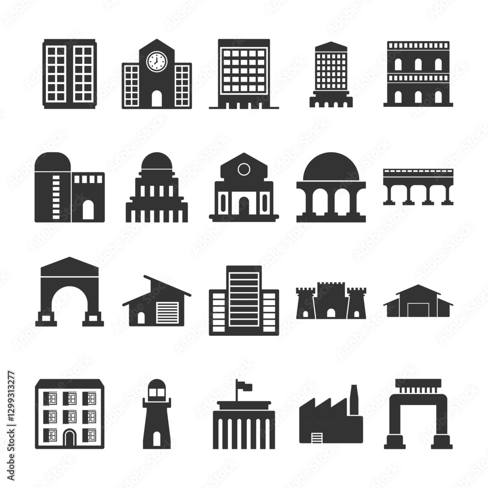 Fototapeta premium Building Icon Set Sign Symbol