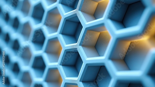 Abstract Light Blue Hexagonal Grid Pattern photo