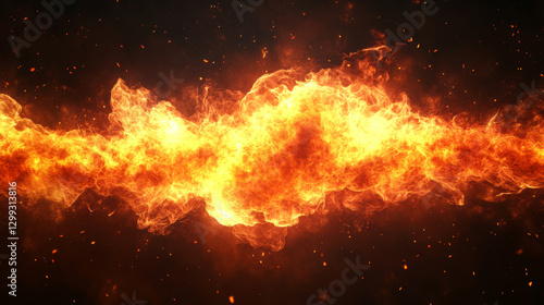 Wallpaper Mural Explosive fire eruption abstract background digital art dark environment close-up view intense energy concept Torontodigital.ca