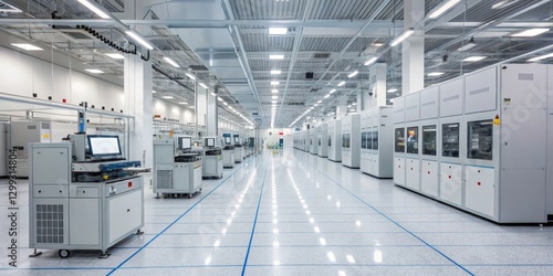 Obraz na płótnie High-tech clean room with advanced machinery for semiconductor manufacturing at modern facility w salonie
