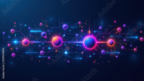 Wallpaper Mural An artistic digital illustration representing concepts like cloud computing, virtual servers, and data processing with vibrant colors and geometric shapes. Torontodigital.ca