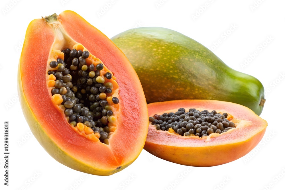 papaya on black background papaya on black background