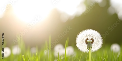 Stunning Dandelion in Sunset Meadow Grass Field