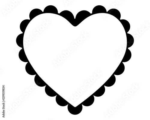 Heart with wavy outline - vector image for coloring, logo or pictogram. Heart image for Valentine's Day