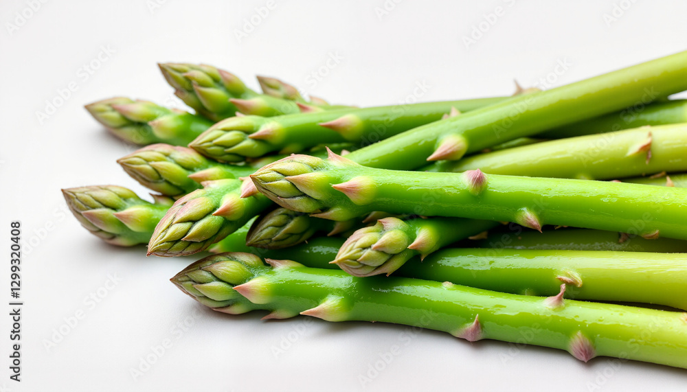 Close-up of fresh raw asparagus spears showcasing vibrant green color and crisp texture Close-up of fresh raw asparagus spears showcasing vibrant green color and crisp texture